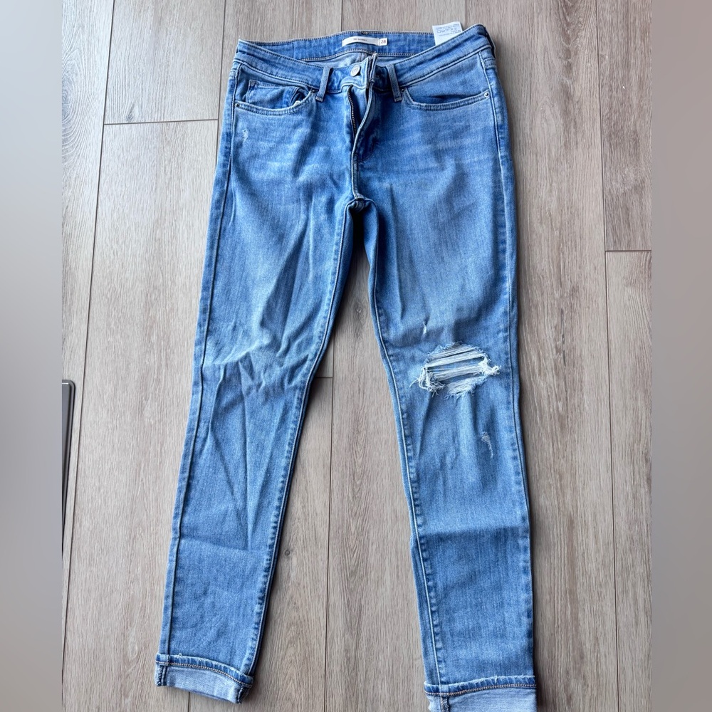 Levi's Blue Distressed Skinny Jeans